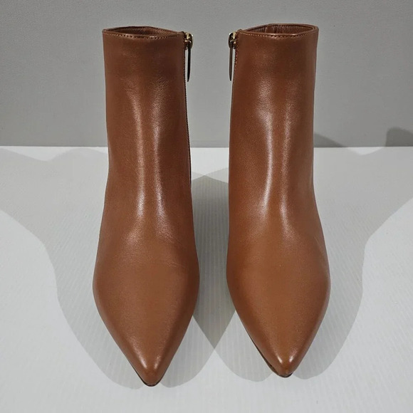 NEW L'Agence Jeanne II Ankle Bootie EU Size 39  Brown Leather Pointed Toe Heeled - Picture 5 of 15